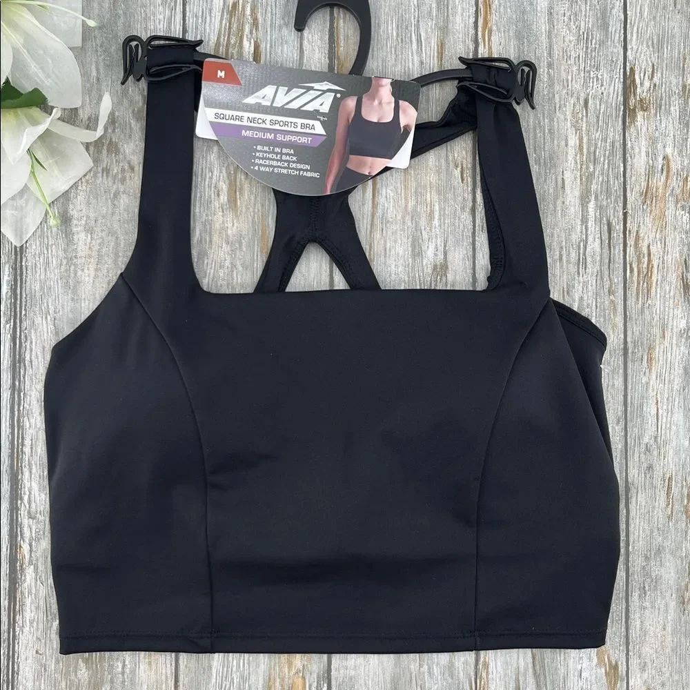 Women’s Square Neck Sports Bra Medium Support Size M